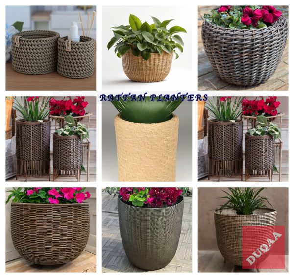 "Elevate Your Outdoor Space With Our Exquisite Rattan Planters And Furniture 🌿✨ #Duqaahandicrafts #Gardendecor #Rattanfurniture"